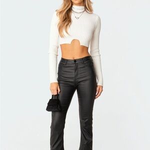Edikted Faux Black Leather Flare pants